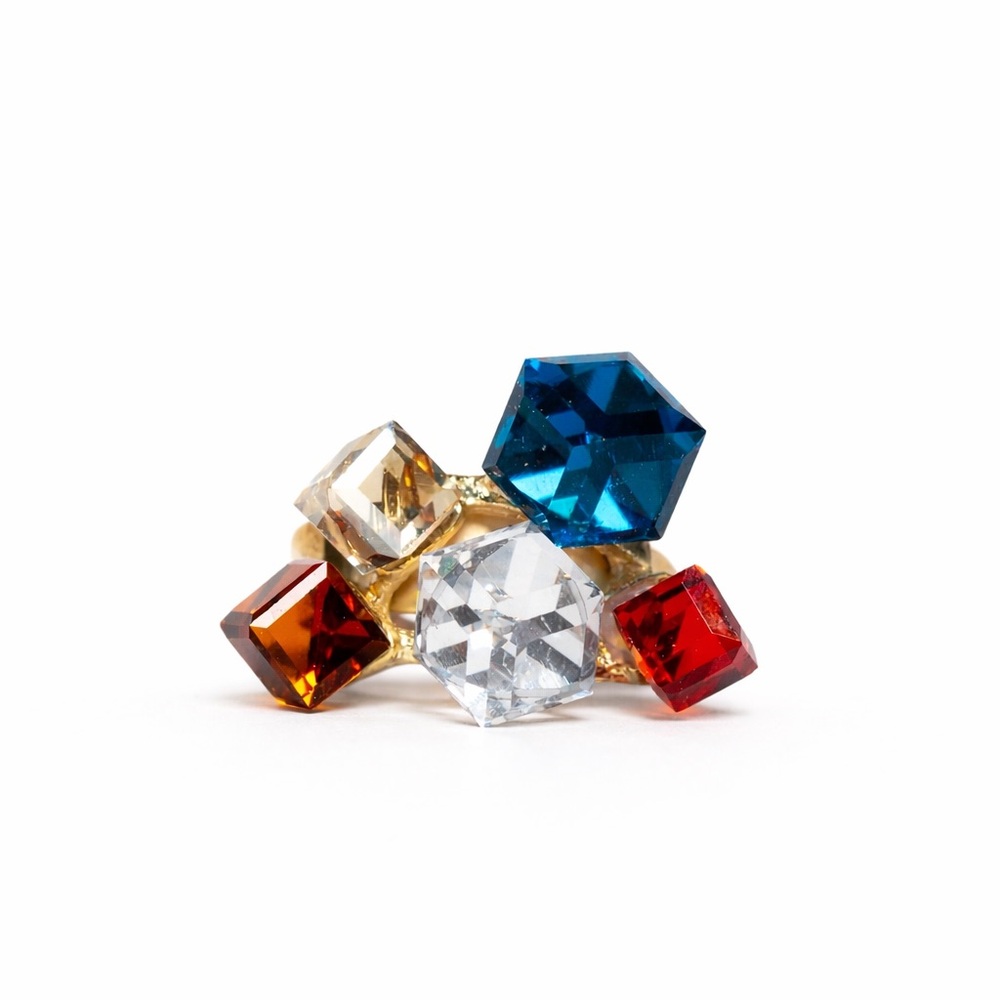 POL Ring Multicolor Rhinestone Crystal Adjustable NWT